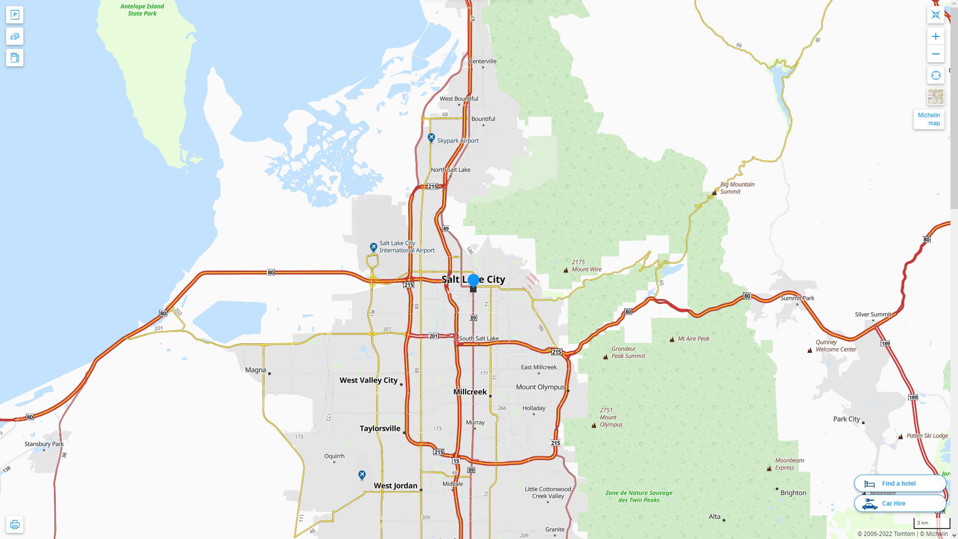 Salt Lake City Utah Highway and Road Map